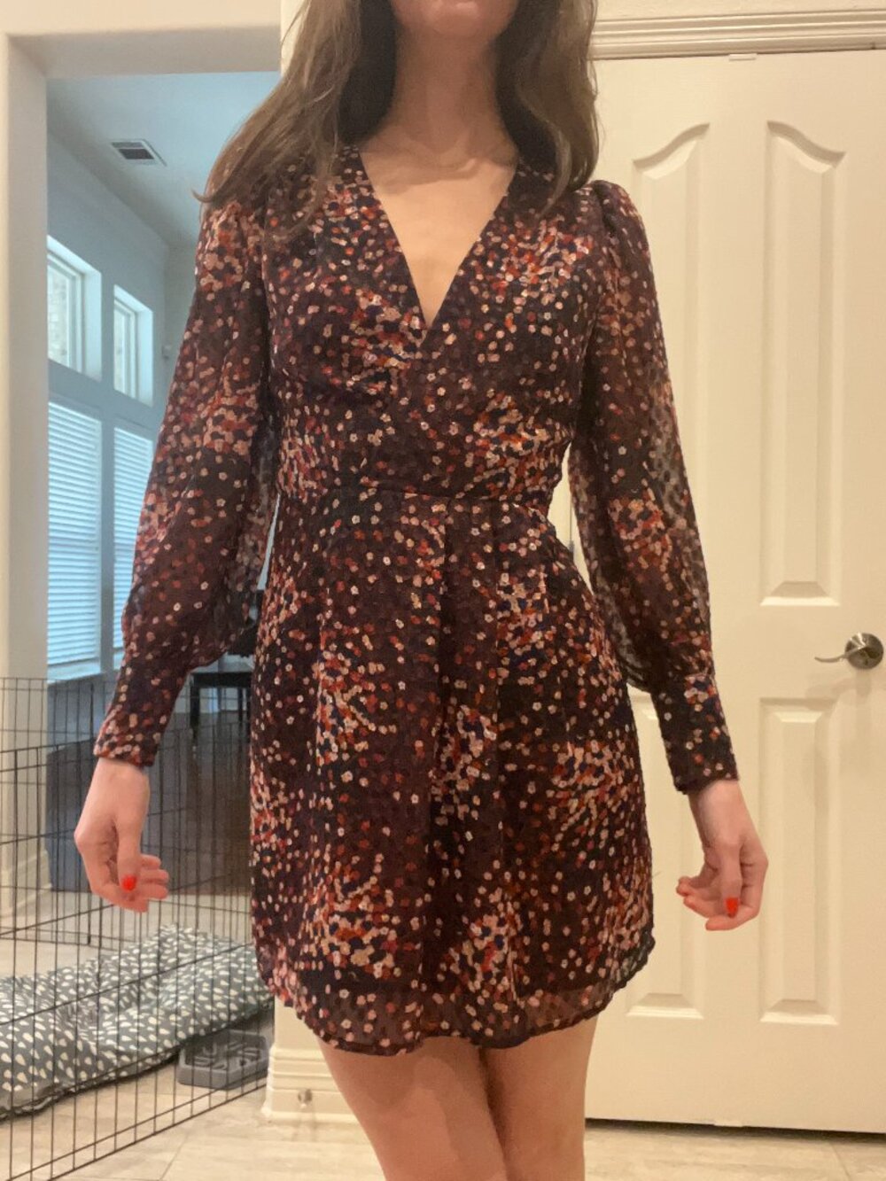 FiveSeventyFive Floral Burgundy Wrap Dress